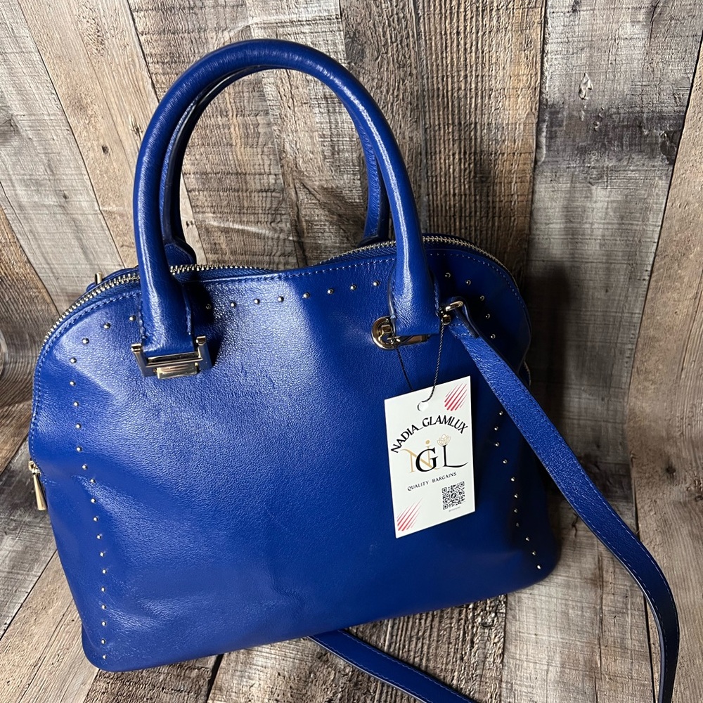 Danier Royal Blue Studded Women's Leather shoulder crossbody Handbag